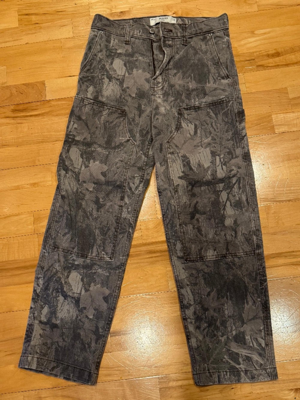 Hollister Baggy Carpenter Jeans Men's 28x30 Gray Camo Utility Workwear Y2K